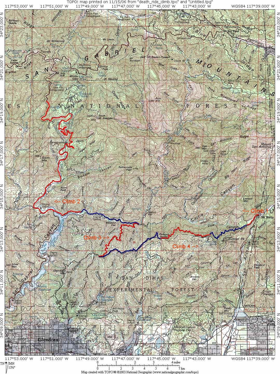 Death Ride topo map