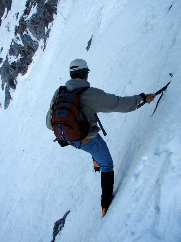 Be Very Careful! steep face with crampons
